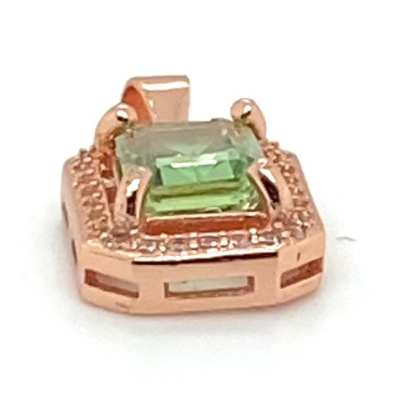 Green Tourmaline 1.60ct Rose Gold Finish Solid 925 Sterling Silver Pendant - Picture 5 of 7